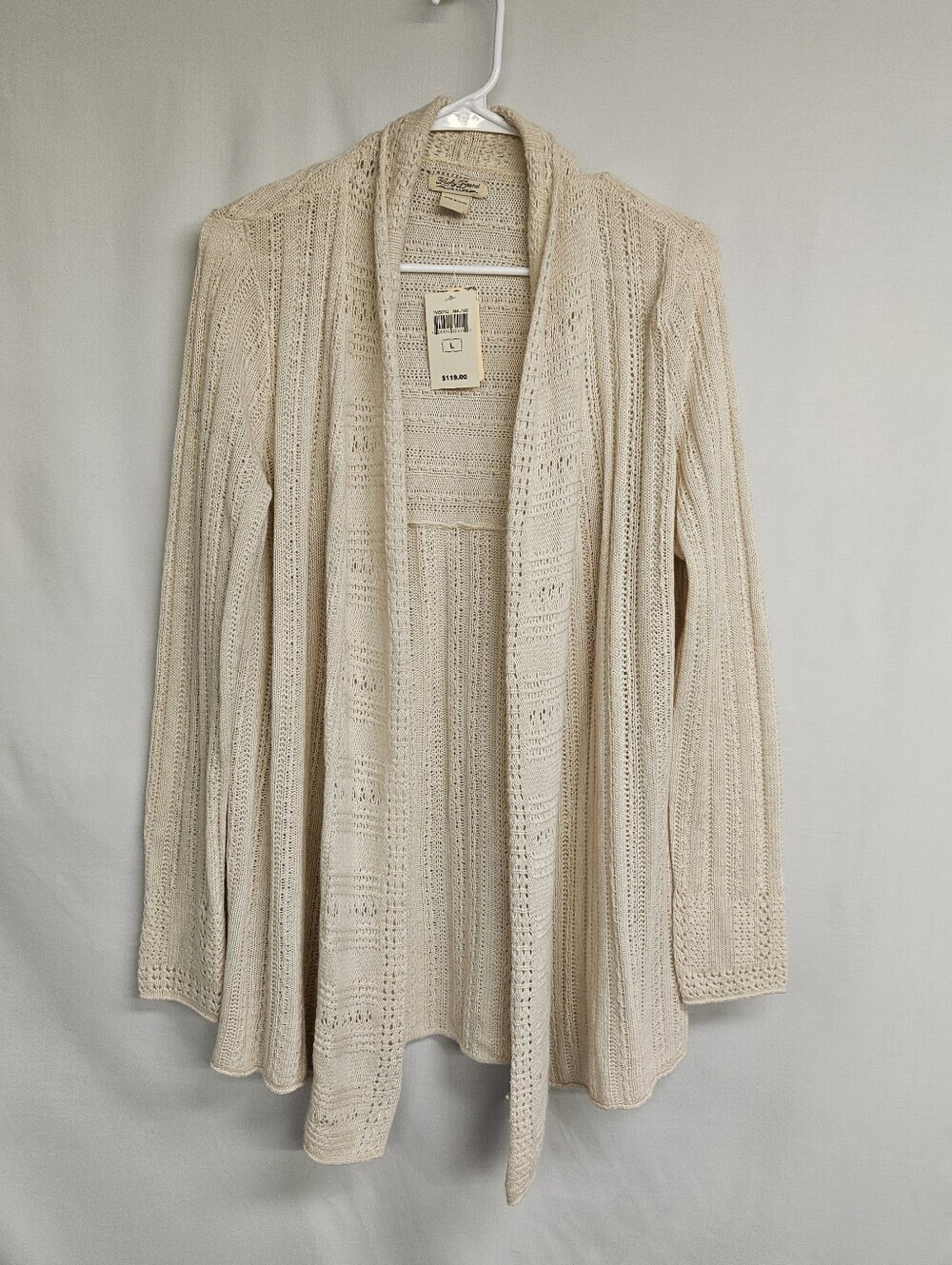 Lucky Brand Cream Open Knit Cardigan Coverup Large Cottagecore Summer Beach 119$
